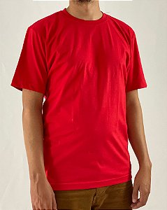 Camiseta Vermelha, 100% Algodão, Fio 30.1 Penteado