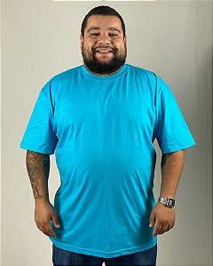 Camiseta Azul Turquesa, Extra Grande, 100% Algodão, Fio 30.1 Penteado