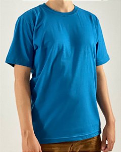 Camiseta Azul Petróleo, 100% Algodão, Fio 30.1 Penteado