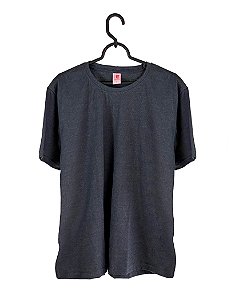 Camiseta Cinza Chumbo Mescla, Tamanho Nobre, 100% Algodão, Fio 30.1 Penteado