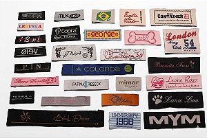 Etiqueta Bordada Personalizada (Palito 1 Cor) - - Dobra nas Pontas