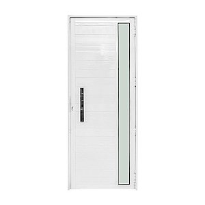 Porta De Alumínio Lambril Visor Branca Esquerda - 210x80