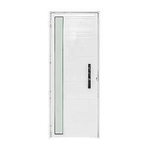 Porta De Alumínio Lambril Visor Branca Direita - 210x100