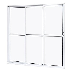 Porta de Alumínio de Correr com 3 Folhas Branco - 210x160