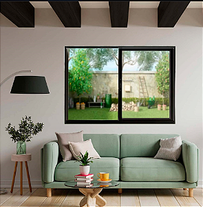 Janela de Alumínio Preto 02 folhas Linha Modular - 100x120