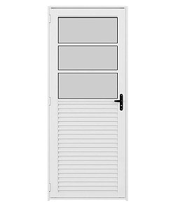 Porta de alumínio com vidros fixo branca maxx direita - 210x80