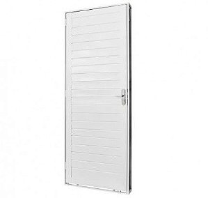 Porta de aço branco galvanizado lambril esquerda - 215x83