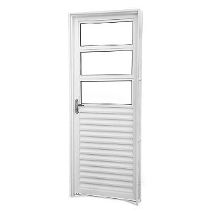 Porta de alumínio com vidro fixo branca maxx Esquerda 210x80
