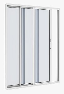 Porta de Alumínio 03 folhas com vidro temperado branca - 210x200