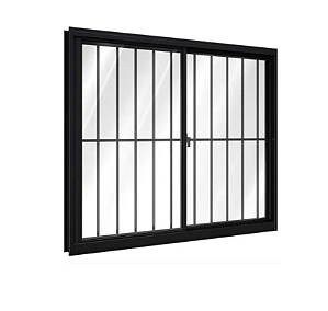 Janela de Alumínio Preto Normatizado 2 Folhas Móveis - 120x150
