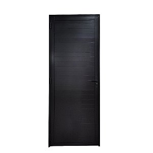 Porta de Alumínio Lambril Preto com Fechadura Direita - 210x100