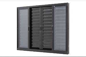 Janela de alumínio veneziana 06 folhas preto maxx - 100X200