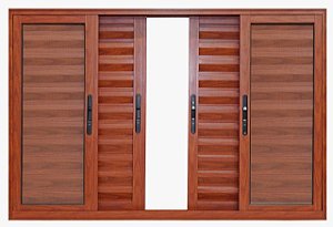 Janela de alumínio Maxx Madeiro veneziana 06 folhas - 100X160