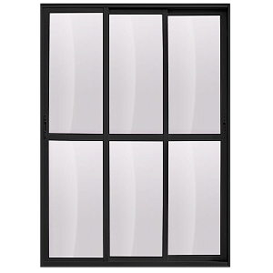 Porta de aluminio 03 folhas móveis maxx Preto - 210x220