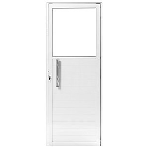 Porta de alumínio vidro fixo lambril max Branco "D" 210x100
