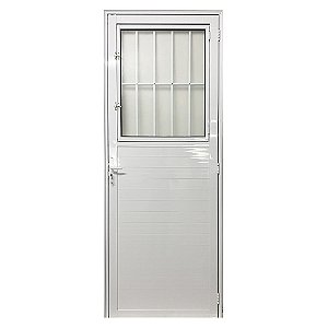 Porta de alumínio social lambril Branco Esquerda - 210x100