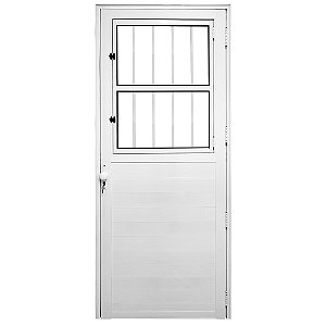 Porta de alumínio social lambril Branco Esquerda - 210x90