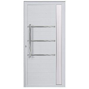 Porta de alumínio Visor com friso Lambril Branco Direita - 210x70