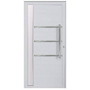 Porta de alumínio Visor com friso Lambril Branco Esquerda - 210x100