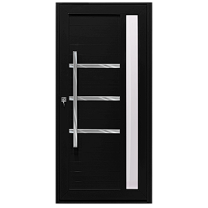 Porta pivotante com friso e visor lambril Preto Direita - 230x100
