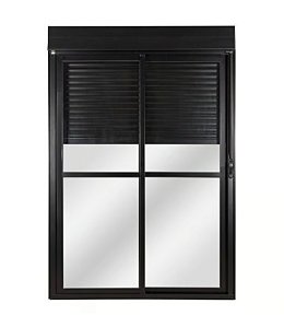 Porta Balcao com Persiana Integrada em Alumínio Preto Maxx - 230X140