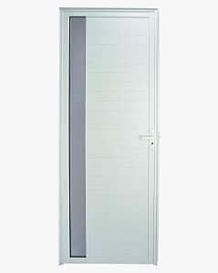 Porta De Alumínio Lambril Visor Branca com fechadura Esquerda - 210x80