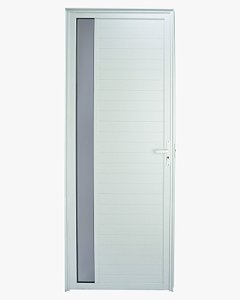 Porta De Alumínio Lambril Visor Branca com fechadura Esquerda - 210x90
