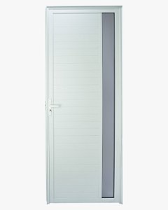 Porta De Alumínio Lambril Visor Branca com fechadura Direita - 210x90