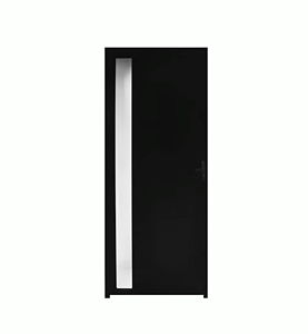 Porta De Alumínio Lambril Visor Preto com fechadura Esquerda - 210x70