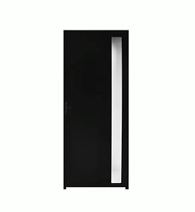 Porta De Alumínio Lambril Visor Preto com fechadura Direita - 210x80