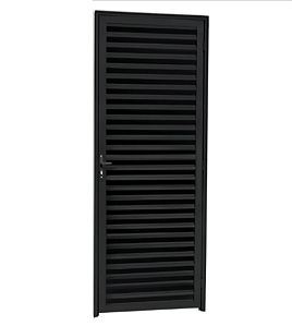 Porta de Alumínio Preto Veneziana Fit Direita - 210x60