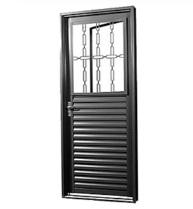 Porta de Aço GOLD Galvanizado Preto Postigo Direita - 215x85