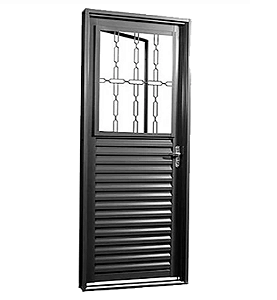 Porta de Aço GOLD Galvanizado Preto Postigo Esquerda - 215x85
