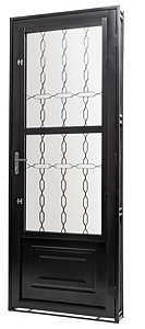 Porta de Aço GOLD Galvanizado Preto Social Esquerda - 215x85