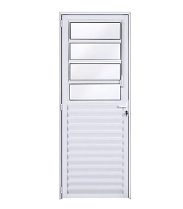 Porta de Alumínio Basculante L25 Branca Direita - 210x80