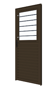 Porta de Alumínio Maxx com Grade Bronze Esquerda - 210x85
