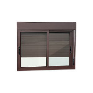 Janela de Alumínio Maxx Com Persiana Integrada Marrom Corten - 100x120