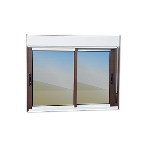 Janela 2 Folhas Com Persiana Integrada Marrom Corten - 100x120
