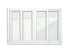 Janela PVC 4 Folhas Móveis Redução Acústica - 100X240