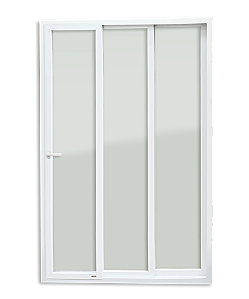 Porta Correr 3 Folhas de Pvc Cremona e Vidro Temperado - 210x180