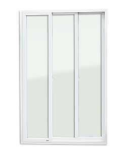 Porta Correr 3 Folhas de Pvc Itec com Vidro Temperado - 210x240