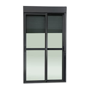 Porta Balcao com Persiana Integrada em Alumínio Preto Maxx - 220X120