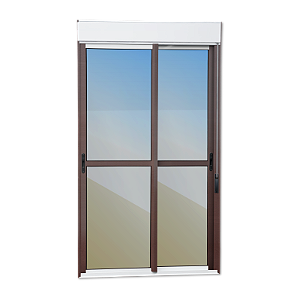 Porta Balcao com Persiana Integrada em Alumínio Marron Corten Maxx - 220X120