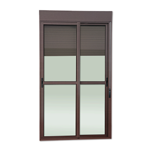 Porta Balcao com Persiana Integrada em Alumínio Marrom Corten Maxx - 220X180