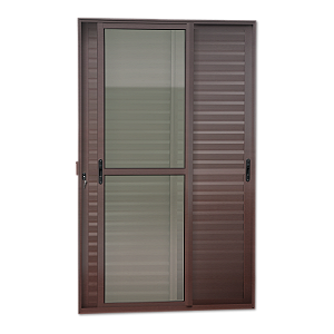 Porta Veneziana Maxx em Alumínio Marrom Corten 3 folhas - 210x120