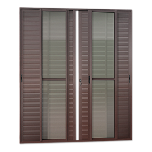 Porta Veneziana Maxx em Alumínio Marrom Corten 6 folhas - 210x200