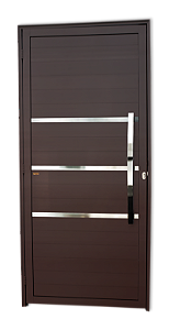 Porta Lambril Friso Evolution Com Puxador Marrom Direita - 210x90