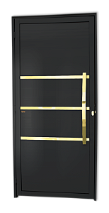 Porta Lambril Friso Evolution Com Puxador Gold Preta Direita - 210x90