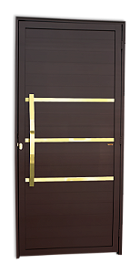 Porta Lambril Friso Evolution Com Puxador Gold Marrom Esquerda- 210x100