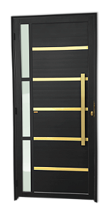 Porta Lambril Miraggio Com Puxador Gold Preta Direita - 210x90